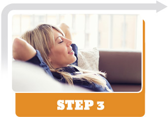 Woman relaxing on her couch