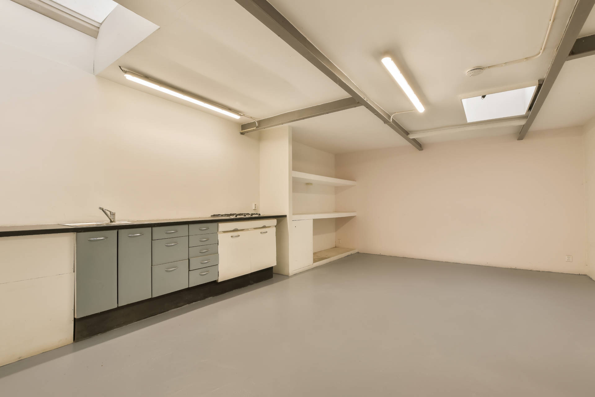A clean garage with no clutter in it.