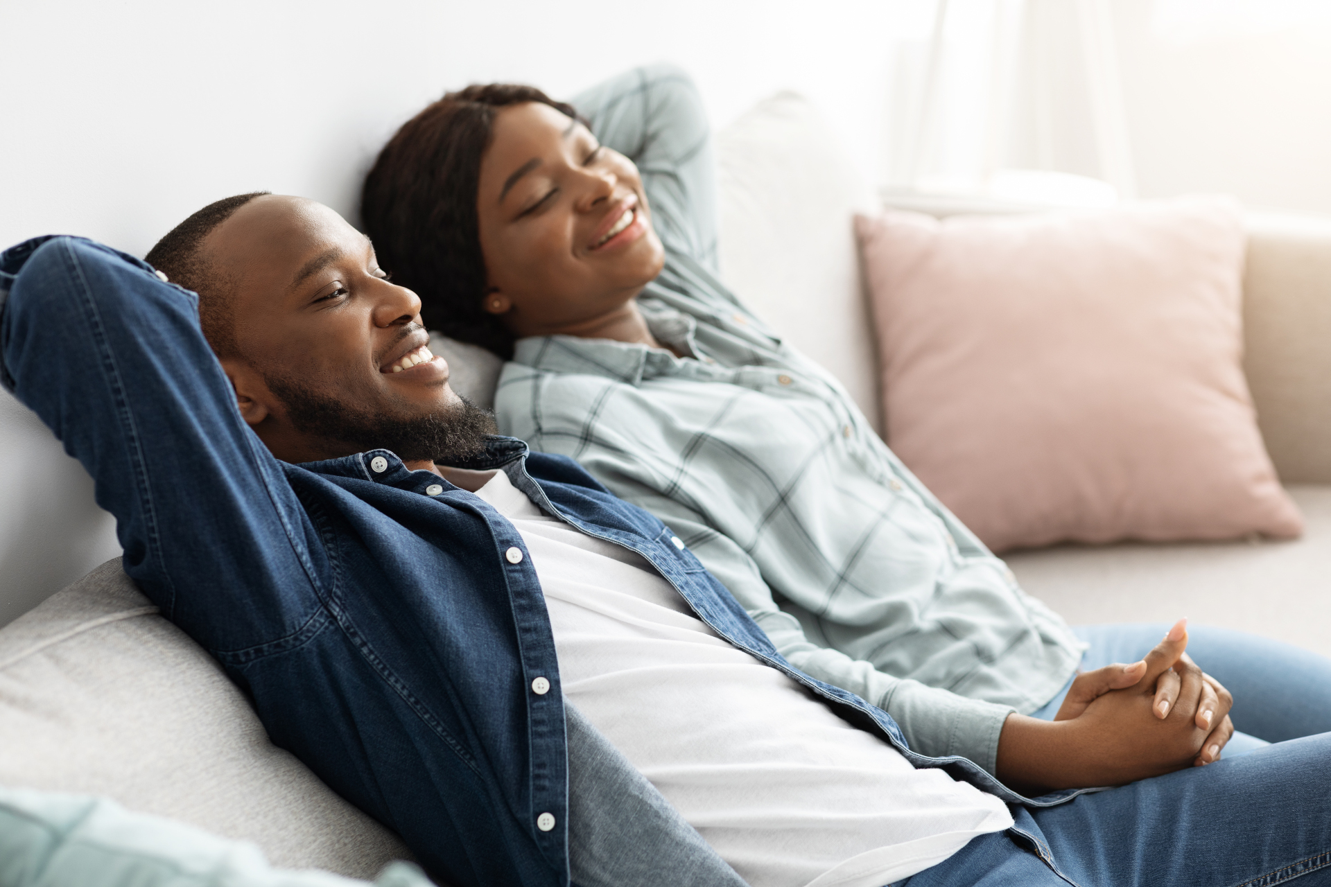 A couple relaxing at home